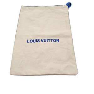 Louis Vuitton Canvas Drawstring Dust Bag Beige Blue Logo Storage Pouch